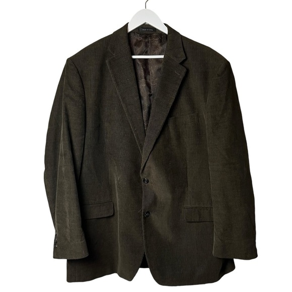Chaps Corduroy Sport Coat Blazer Men's SZ 48 Long Brown Two Button Lined Fall - Picture 1 of 13